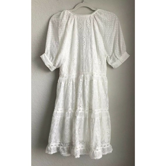 Maje Revery White Lace V Neck Collar Dress Size 3 - Picture 8 of 12